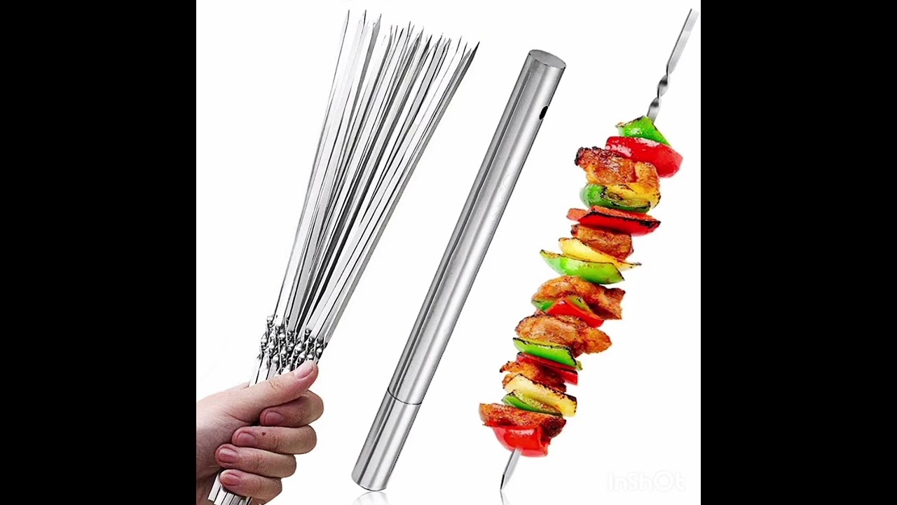 Reusable stainless steel skewers barbeque set