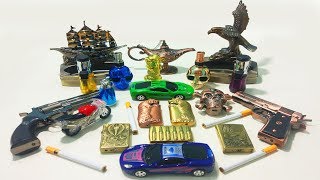My Awesome Lighter Collection! Gun, Car, Bike, Skull, Lion, Antique Ship, Aladdin Lamp, Kite Bird!!