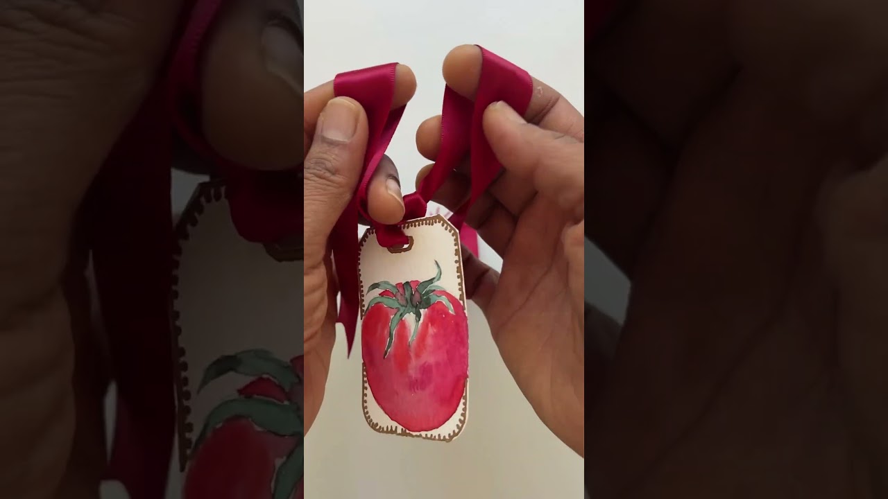 Tie a bow on a cute tomato gift tag | easy crafting | handmade tie a bow