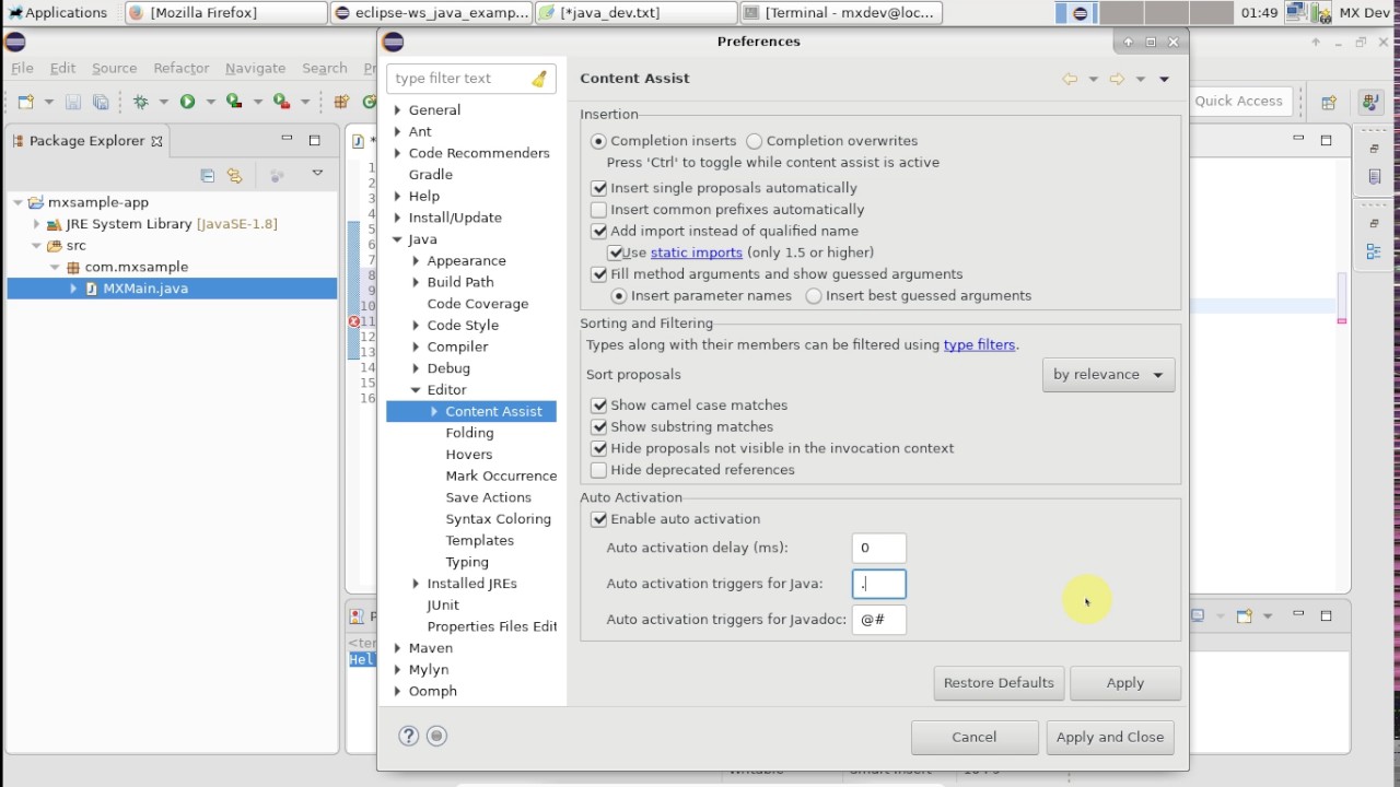 Java Development - Configuring Better Intellisense/Auto Completion Support In Eclipse