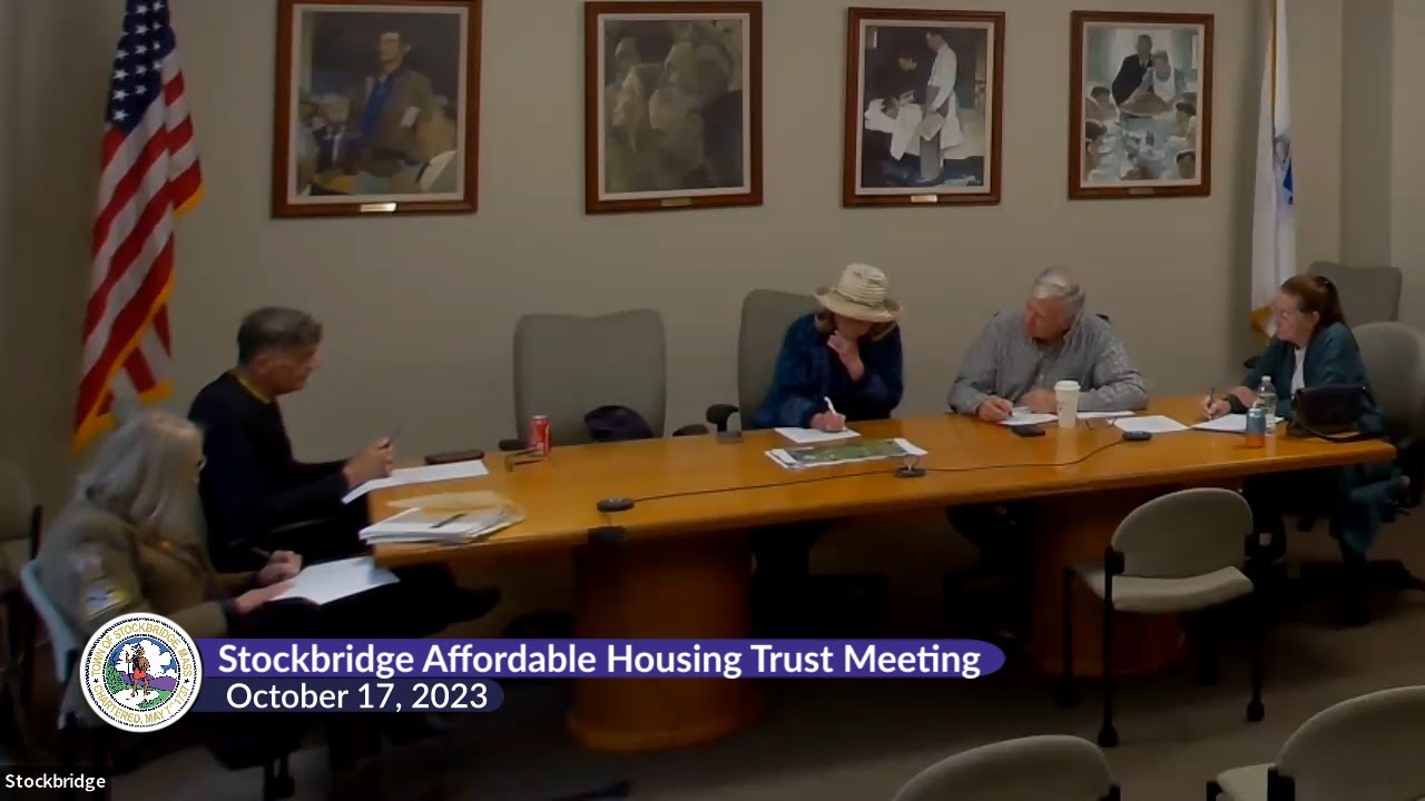 Stockbridge Affordable Housing Trust Meeting, October 17, 2023 YouTube