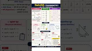 Mathematics Trigonometry Important Formula Class 9/10/11 And 12 Maths