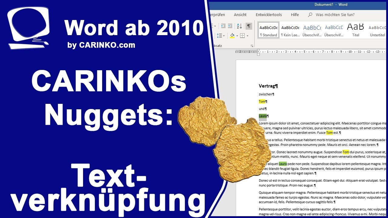 New Textverknüpfung in Microsoft Word ab Version 2010 - CARINKOs Nuggets - carinko.com