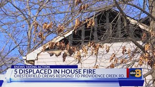 5 without a home after outdoor fire spreads in Chesterfield, causing 'significant damage'
