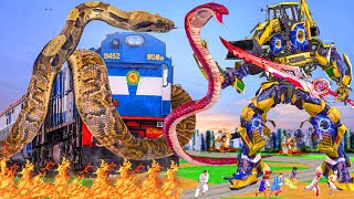 विशाल ट्रेन रोबोट जेसीबी सांप Giant Train Robot Jcb Snake Hindi Kahaniya Comedy Video हिंदी कहानियाँ screenshot 4