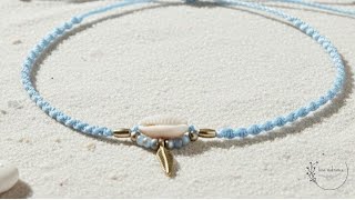 Easy Cowrie shell necklace tutorial/DIY macrame tutorial 🐚