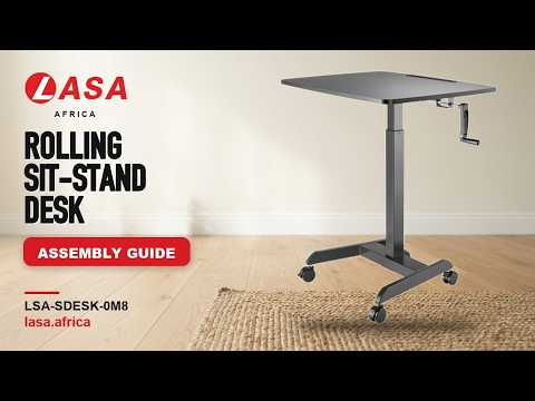 Rolling Sit-to-Stand Adjustable Desk, 80x60cm, Black Base – Assembly