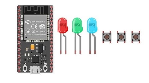 Allumer trois #leds  connectées à #esp32  par les #boutons  poussoirs