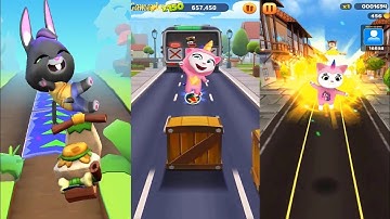 TALKING TOM GOLD RUN1 VS 2 VS Pet runner - Cat run games UNICORN ANGELA VS Boss Fight Gameplay