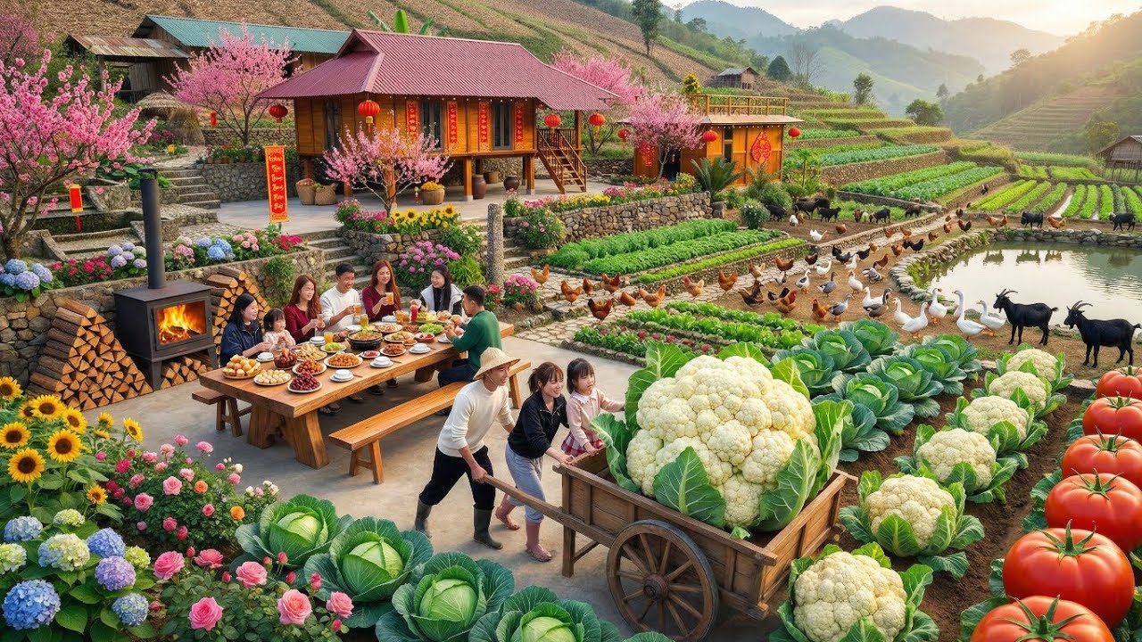 От пустыни до прекрасной автономной фермы 😱 Урожай, приготовление блюд к Новому году и воссоедин