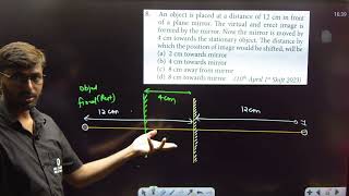 An object is placed at a distance of 12 cm in front of a plane mirror . The virtual and erect ..