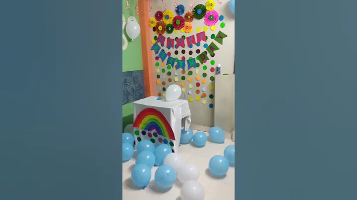 simple birthday decoration #birthdaydecoration #rainbow birthday decoration ideas #diy