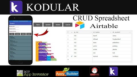 CRUD Spreadsheet, Airtable KODULAR