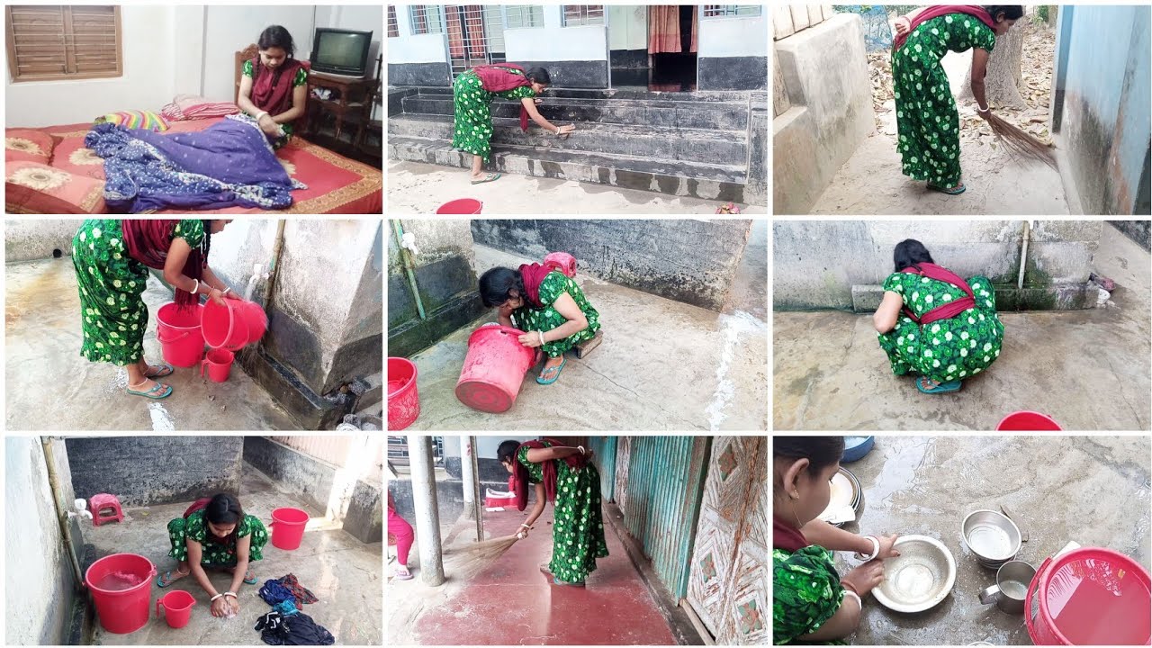 সকালের ব্যস্ত রুটিন! সকাল ৭ টা থেকে ১১ টার মধ্যে ঘরবাড়ি পরিষ্কার কাঁচাধোয়া সাথে এক্সট্রা কাজ করলাম 