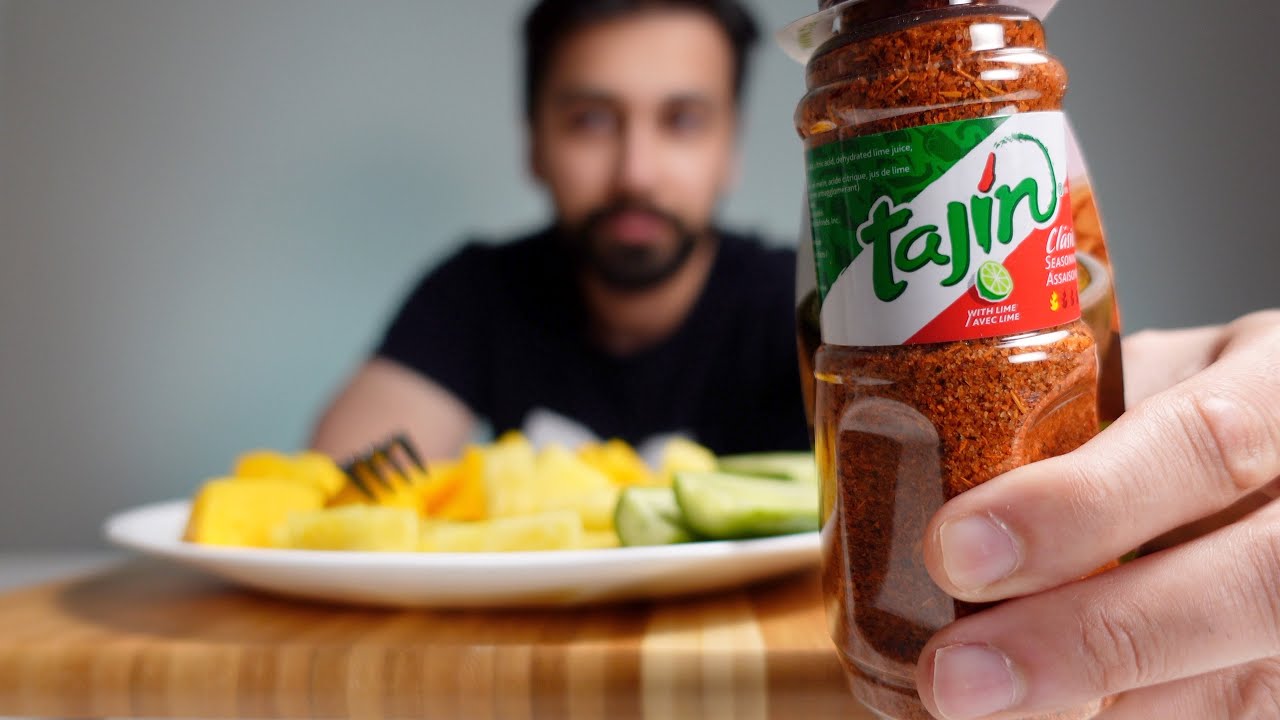 tajin mexican seasoning spice with fresh fruits 