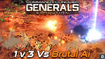 Generals Evolution Mod | 1v3 Vs Brutal Ai | Red Alert 3 Mod , Skirmish Gameplay , 2021
