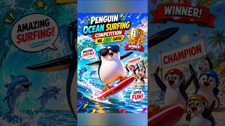 Funny Penguin Surfing Race 😂🌊