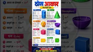 Maths Formula Revision | Exam Ke Liye Important Mensuration Formula #maths #ytshorts