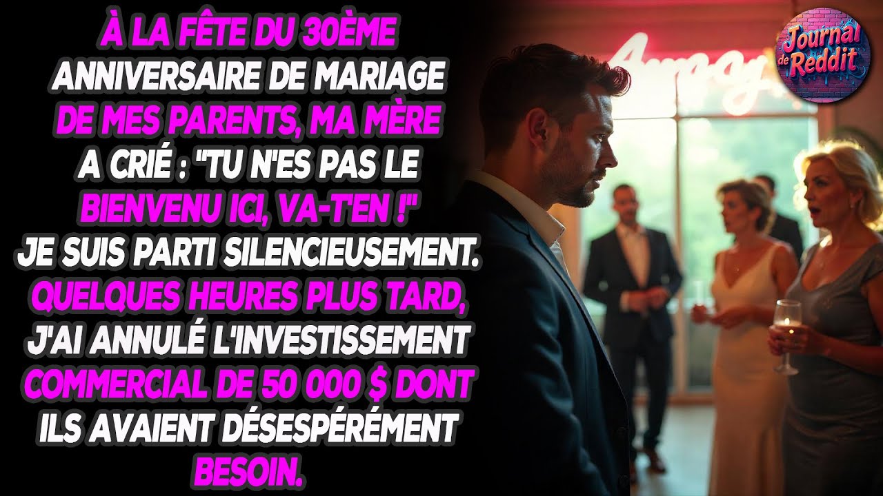 À l'anniversaire de mariage de mes parents, ils m'ont mis à la porte. J'ai annulé le cadeau de...