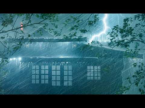Stormy Night to Deep Sleep & Relaxation | Torrential Rainstorm on Tin Roof & Intense Thunder Sounds