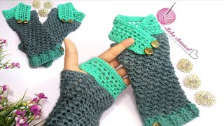 كروشيه جوانتى /قفاز بدون أصابع بشكل جديد الشرح خطوة بخطوة بالتفصيل
How to work a crochet glove