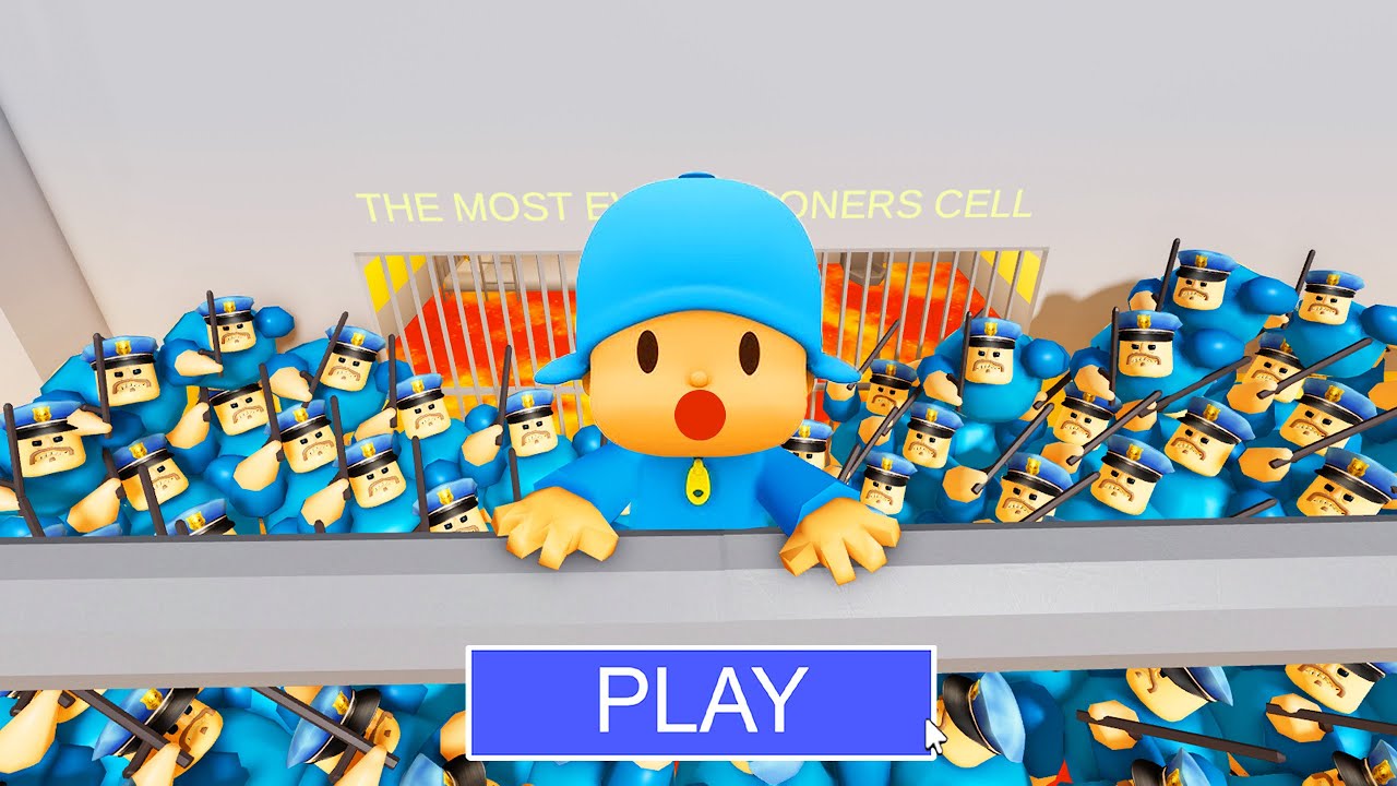 POCOYO Vs 1000 BARRY in LAVA BARRY'S PRISON RUN! 