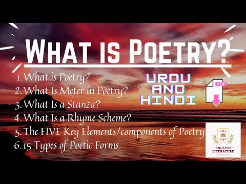 Poetry Explained In Urdu and Hindi with Notes | Meter | Stanza | Rhyme scheme | Types | 5 Elements |