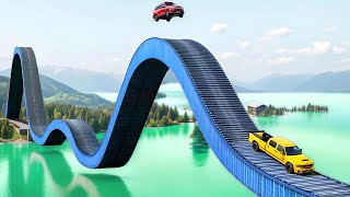 Cars vs Roller Coaster Bridge x Giant Bulge x Deep Water ▶️ BeamNG Drive