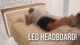 How to build a MODERN HEADBOARD with solid wood and LEDs!