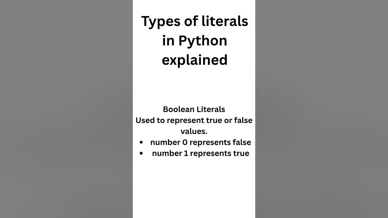 Boolean Literals #python3 #python - YouTube