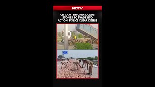 Noida: Trucker Dumps Stones To Evade RTO Action, Police Clear Debris