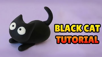🔴DIY how to make MINIATURE BLACK CAT - Easy Polymer Clay, Fondant Tutorial DIY