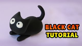 🔴DIY how to make MINIATURE BLACK CAT - Easy Polymer Clay, Fondant Tutorial DIY