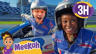 Blippi & Meekah's Race Fast Cars at the Race Track | Blippi and Meekah Kids TV