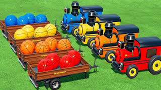 LAND OF COLORS ! BALL TRANSPORTING WITH COLORED TRAINS - Farming Simulator 22