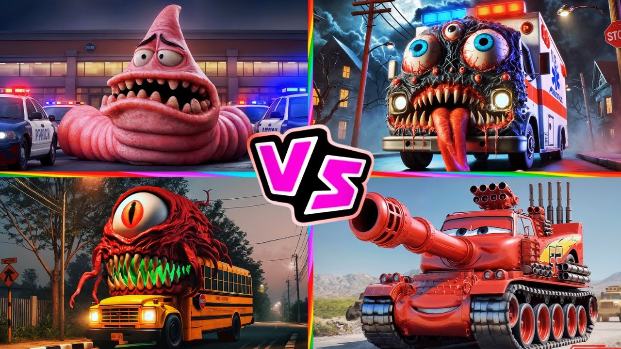 PATRICK.EXE 🆚 Mutated Monster 🆚 School Bus Monster 🆚 McQueen Tank 🎶 Tiles Hop EDM Rush