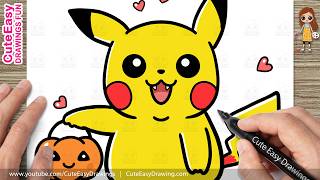how draw cute halloween pikachu easy step step kawaii pokemon
