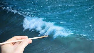 How to paint water - breaking flat water wave painting tutorial