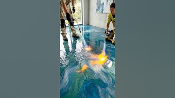 Sky blue epoxy resin floor #diytransformation #epoxy