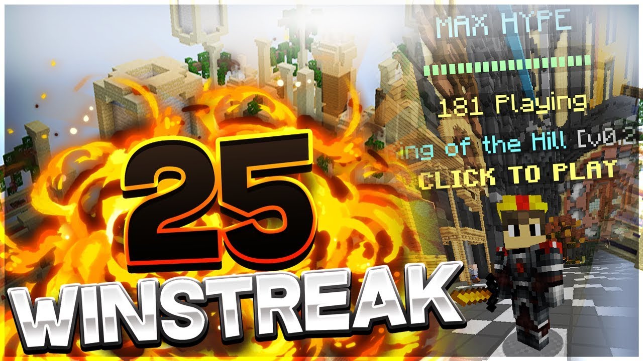 INSANE 25 WINSTREAK ON KING OF THE HILL *Difficult* (Minecraft Hypixel)