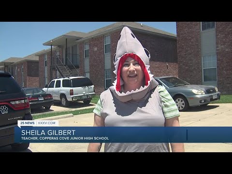 Copperas Cove teacher dresses up as a shark to celebrate test scores