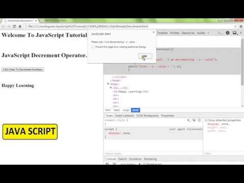 TAMIL JAVASCRIPT DECREMENT OPERATOR DEMO