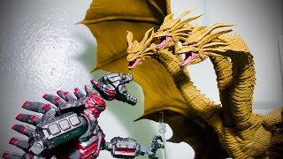 Mecha Godzilla vs king ghidorah vs  warbat vs skullcrawler epic battle