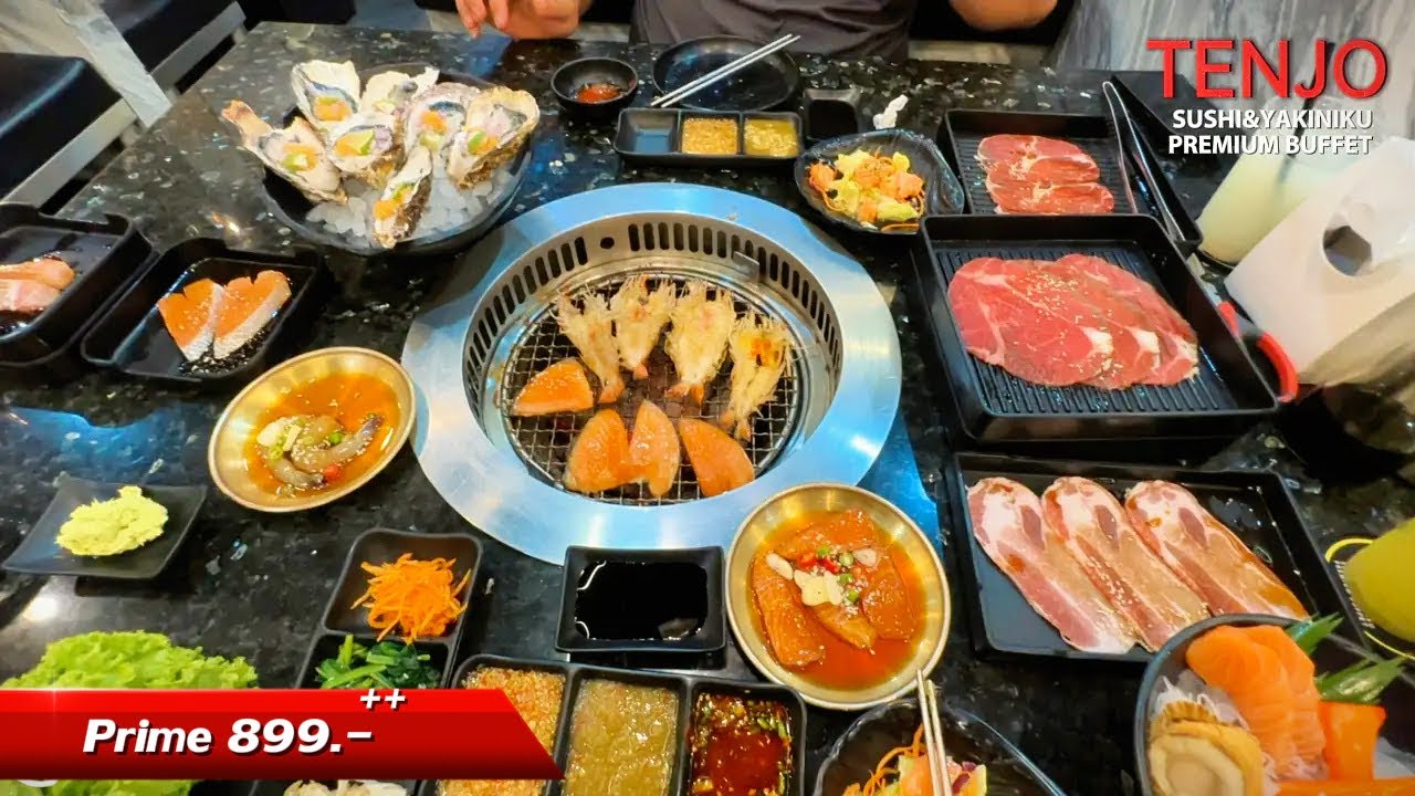 รีวิว Tenjo บุฟเฟ่ต์พรีเมี่ยม 899++ | แซลมอน กุ้งแม่น้ำ หอยนางรม ซูชิ ไม่อั้น จัดเต็ม!