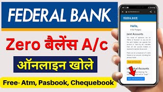Federal Bank Zero Balance Account Opening Online -2023 | Federal Bank Account Opening Online