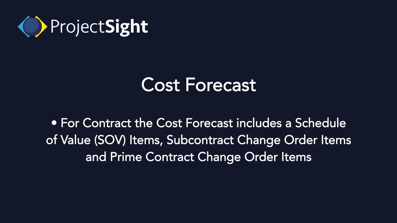 ProjectSight Training - Cost Forecast - YouTube