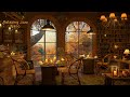 Rainy Autumn Cafe at 4K Cozy Coffee Shop ☕ Relaxing Jazz Music to Relax/Study to