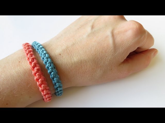 Crochet Friendship Bracelet made with a 2 colored braided cord! What c... |  TikTok