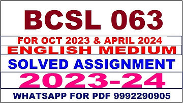 bcsl 063 solved assignment 2023-24 | bcsl 63 solved assignment in english 2024 | bcsl 63 2024