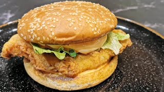 KFC Style Homemade Zinger Burger | Crispy Chicken Fillet Burger Recipe | Fried Chicken Sandwich